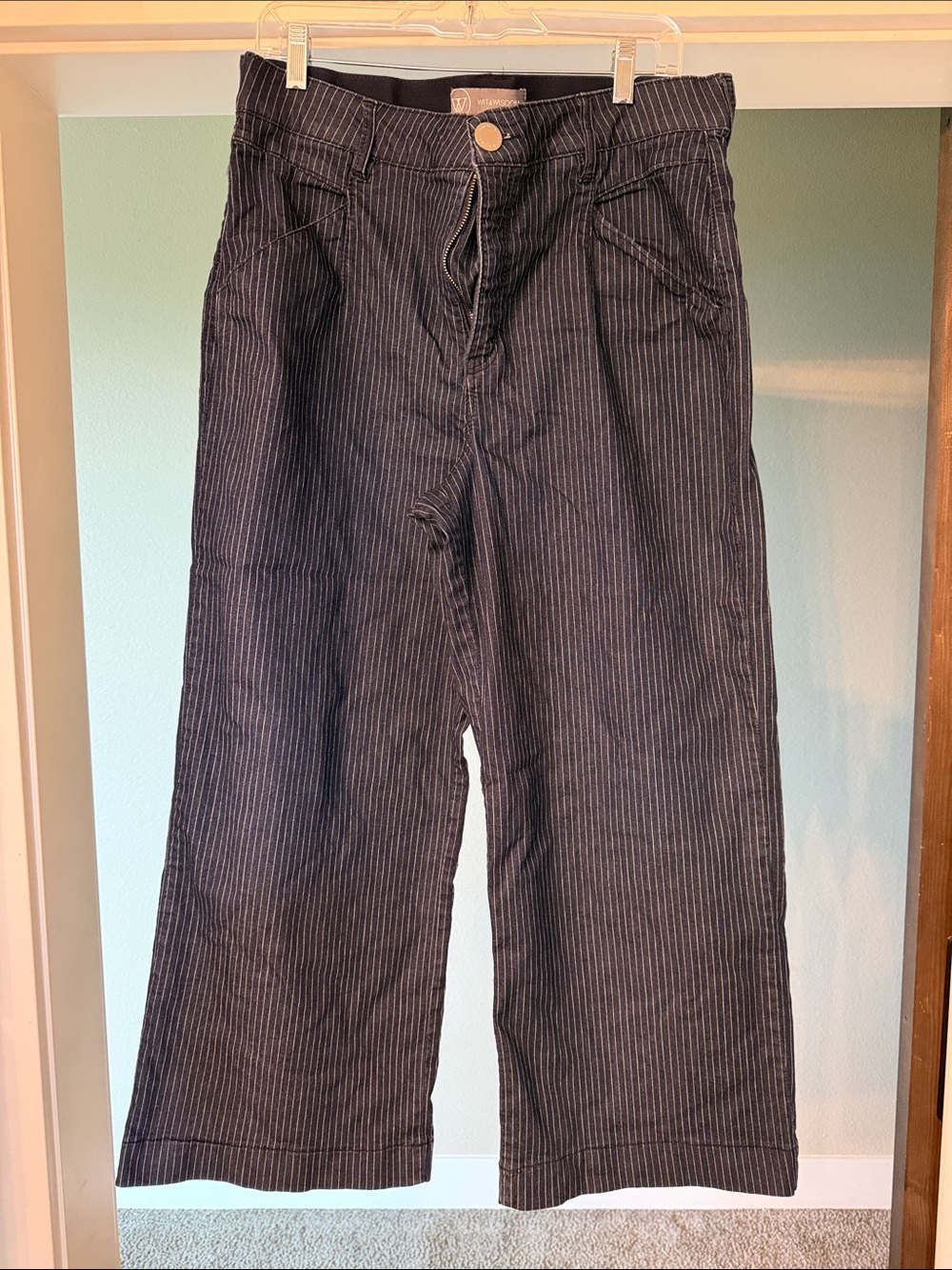 Wit & Wisdom Black Pinstripe Wide-Leg Jeans